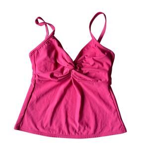 Miraclesuit Pink Tankini Swimsuit Top V-Neck Twist Tie Size 10DD Slimming